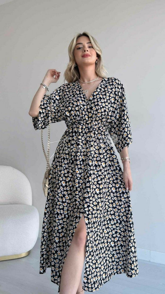 Printed Boho Midi Dress